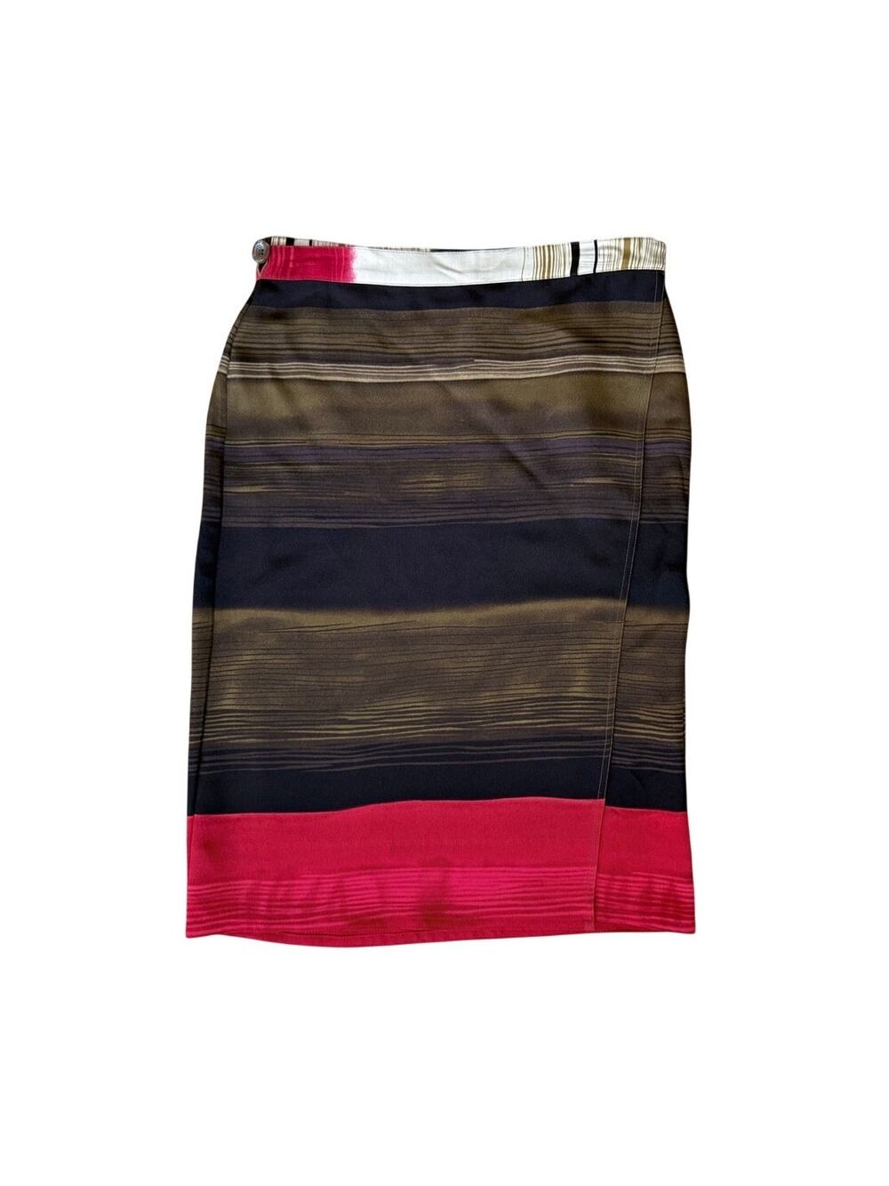 Vintage Doncaster Wrap Skirt 100% Silk Knee Length Size 10 Black Red